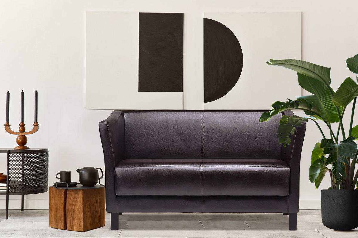 2-SITZER-SOFA ESPECTO Lederoptik, Braun - Schwarz/Braun, Textil (67/71/130cm) - KONSIMO®