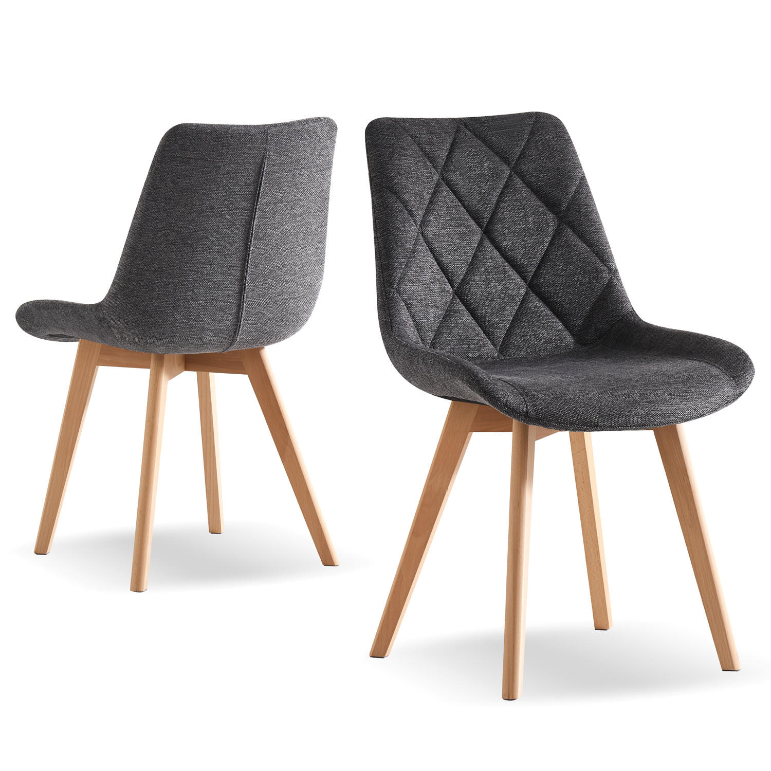 STUHL TANIA Anthrazit 2 Stück - Anthrazit, Holz/Textil (52/88/60cm) - B&D Home