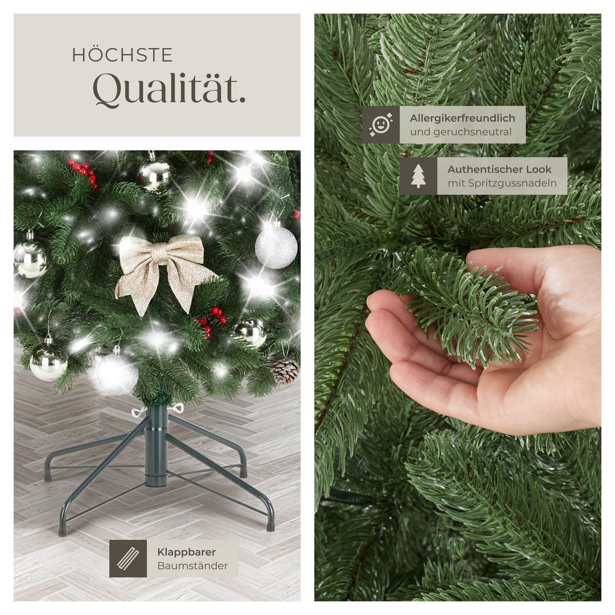 WEIHNACHTSBAUM Dancer, pulverbeschichteter Metallständer mit Kunststoffkappen, grün - Grün, Kunststoff (230cm) - tectake