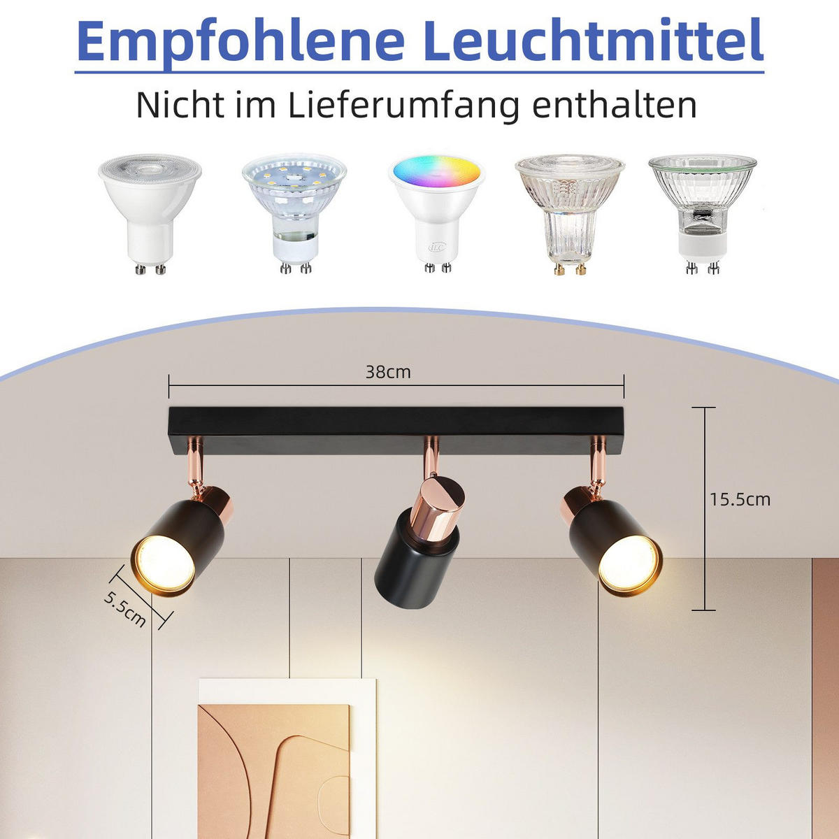 STRAHLER Altena 3-flammig 38/14/12 cm - Schwarz, Metall (38/14/12cm) - Nettlife