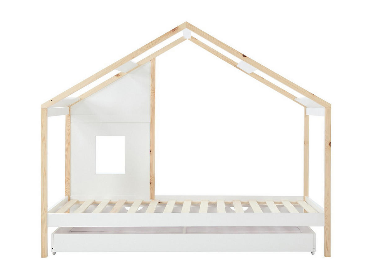 HAUSBETT - 1 Person - holz - weiß Rinelya - Weiß, Holz (90/190cm) - Vente-Unique