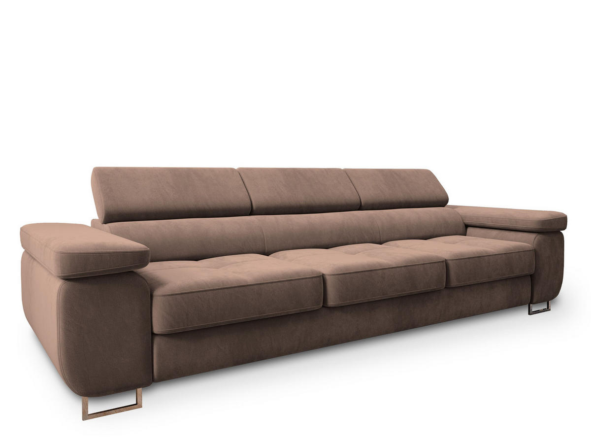 BETTSOFA MOSINE Ecru Velours-Stoff mit Schlaffunktion - Ecru, Textil (281/87/98cm) - MASSENO