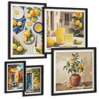 BILDER SET 5er Set - 50x50 cm & 20x30 cm & 40x60 cm Schwarzer Rahmen - Bunte Strandhäuser - Schwarz, Kunststoff (40/60cm) - TULUP