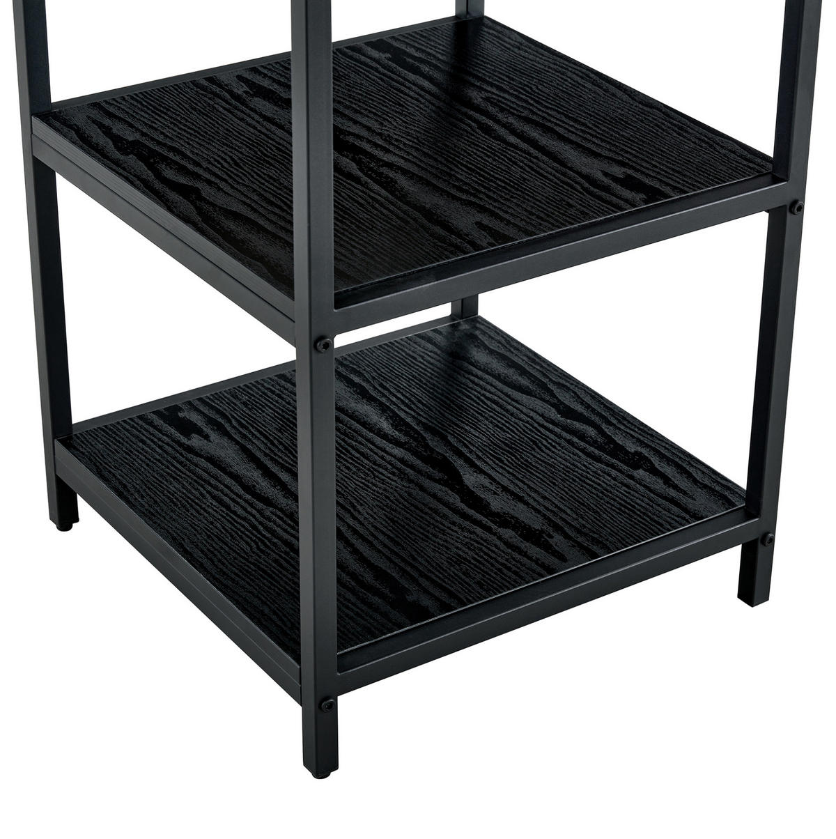 ESSTISCH 107/75 cm Schwarz/Walnuss aus MDF und Metall mit Ablage - Schwarz, Holzwerkstoff (107/107/75cm) - OKMYHOME