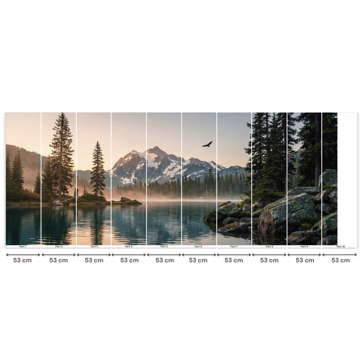 TAPETE - Berge - Wasser - Bäume - 500x200 cm - Multicolor, Papier (500/200cm) - OnlyWow