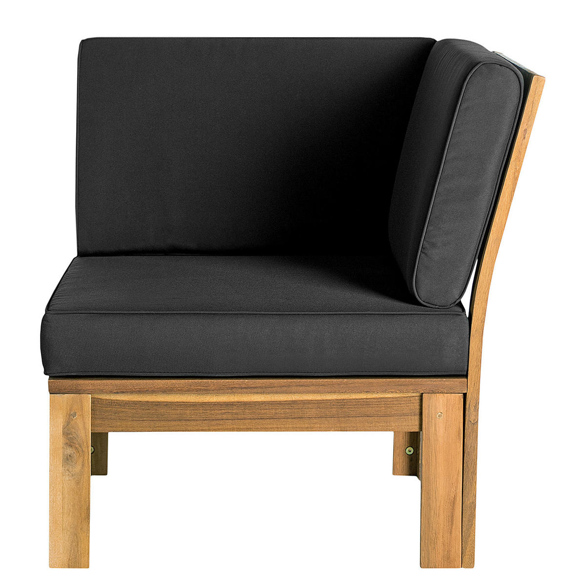 LOUNGEECKE - Webstoff / Akazie massiv - Anthrazit, Holz/Textil (71/73/71cm) - home24