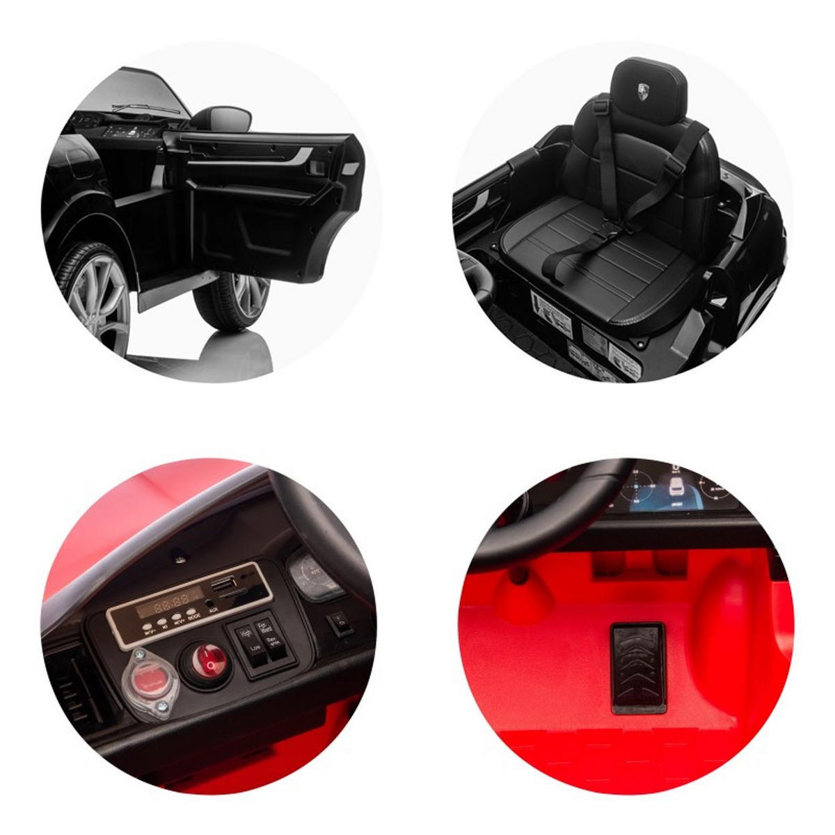 ELEKTROAUTO Porsche Cayenne rot Vierradfederung Fernbedienung Gurt - Rot, Kunststoff (103/63/54cm) - Chipolino