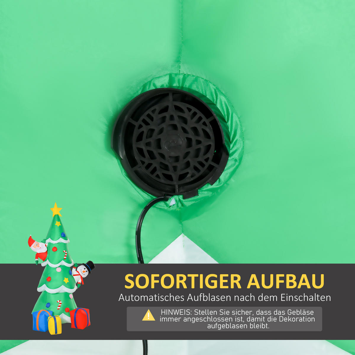 AUFBLASBARER Weihnachtsbaum, Polyester, Grün - Grün, Kunststoff (125/210/144cm) - HOMCOM