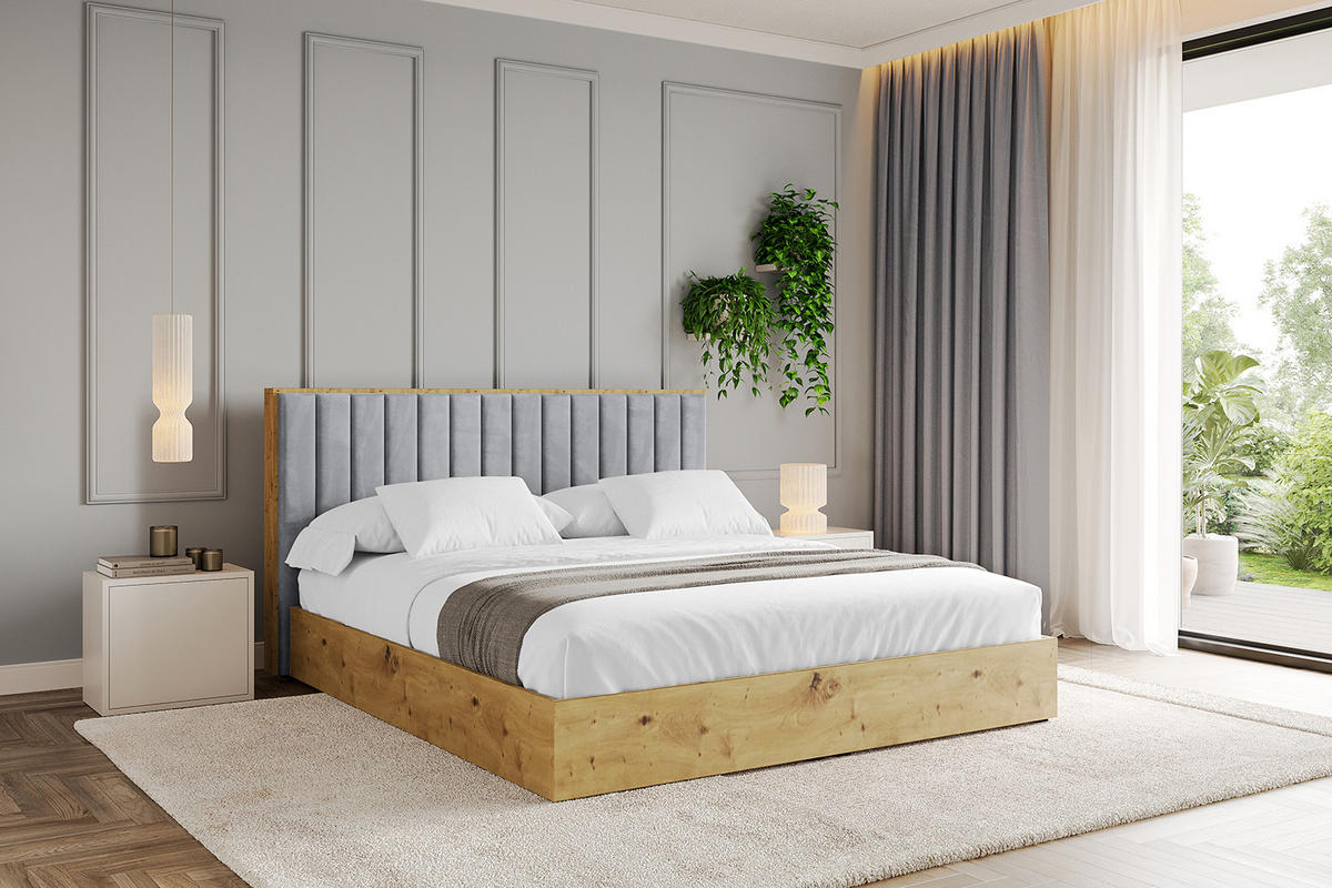 POLSTERBETT mit Bettkasten und Lattenrost, Boxbett ohne Matratze - ENZO4 120x200 Grau - Grau, Holzwerkstoff/Textil (120/200cm) - ALTDECOR