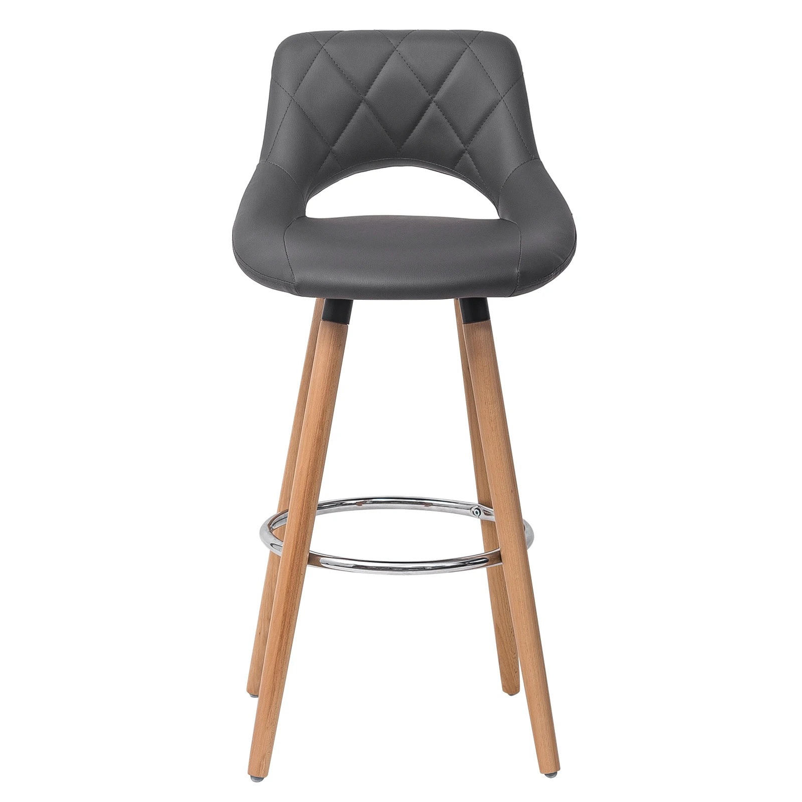 BARHOCKER mit Rückenlehne 68 cm Kunstleder Grau - Grau, Holz (40/70/43cm) - Meubliv