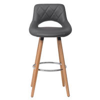 BARHOCKER mit Rückenlehne 68 cm Kunstleder Grau - Grau, Holz (40/70/43cm) - Meubliv