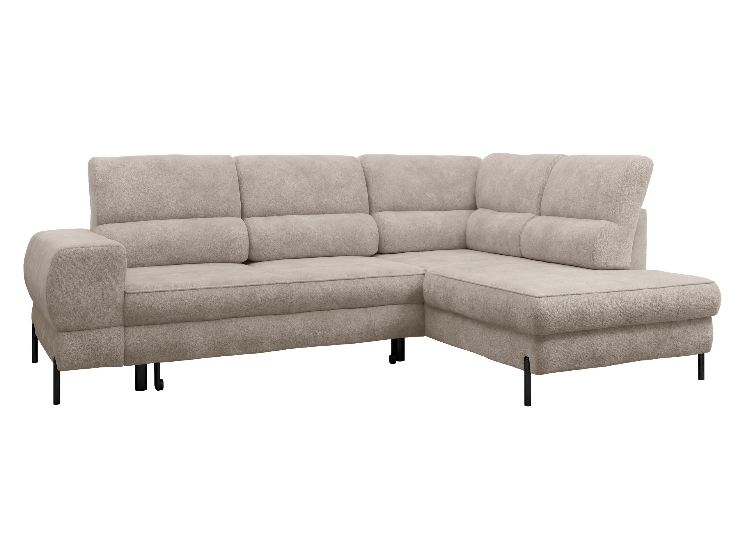 ECKSOFA Clinton, Seite: Rechts - Hellbraun/Schwarz, Holz/Kunststoff (253/174cm) - MIRJAN24