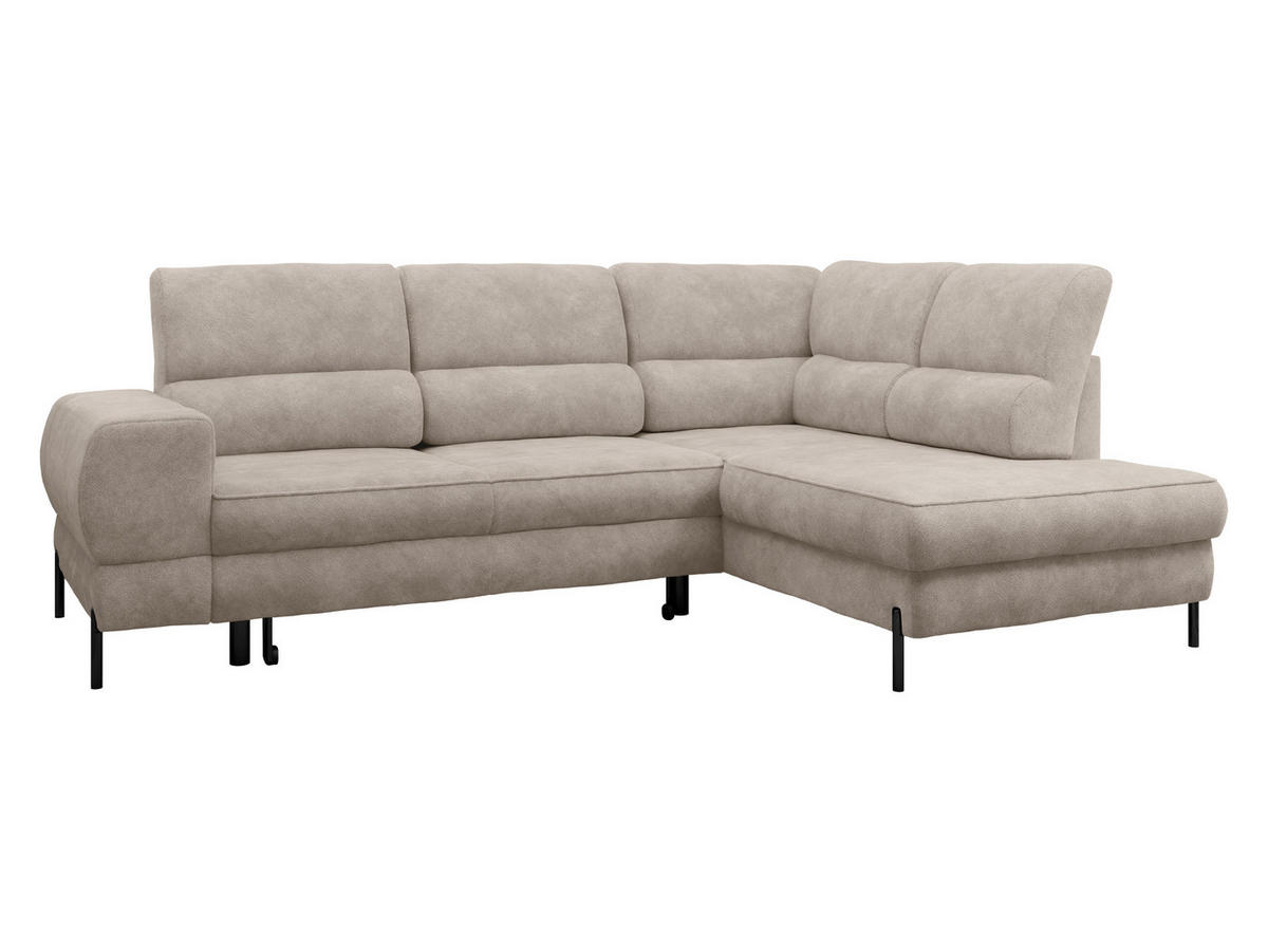 ECKSOFA Clinton, Seite: Rechts - Hellbraun/Schwarz, Holz/Kunststoff (253/174cm) - MIRJAN24
