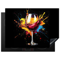 HERABDECKPLATTE - Wein - Glas - Graffiti - Getränk - Rot - Farbe - 65x50 - Weinrot, Kunststoff (65/50/0.2cm) - MuchoWow