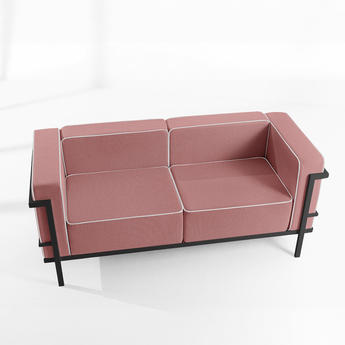 GARTENLOUNGE-SET TRIGLO 4-tlg., 1x Tisch, 2x Sessel, 1x Sofa 2-Sitzer, Modern, Dunkelgrau - Dunkelgrau/Rot, Glas/Textil - KONSIMO®