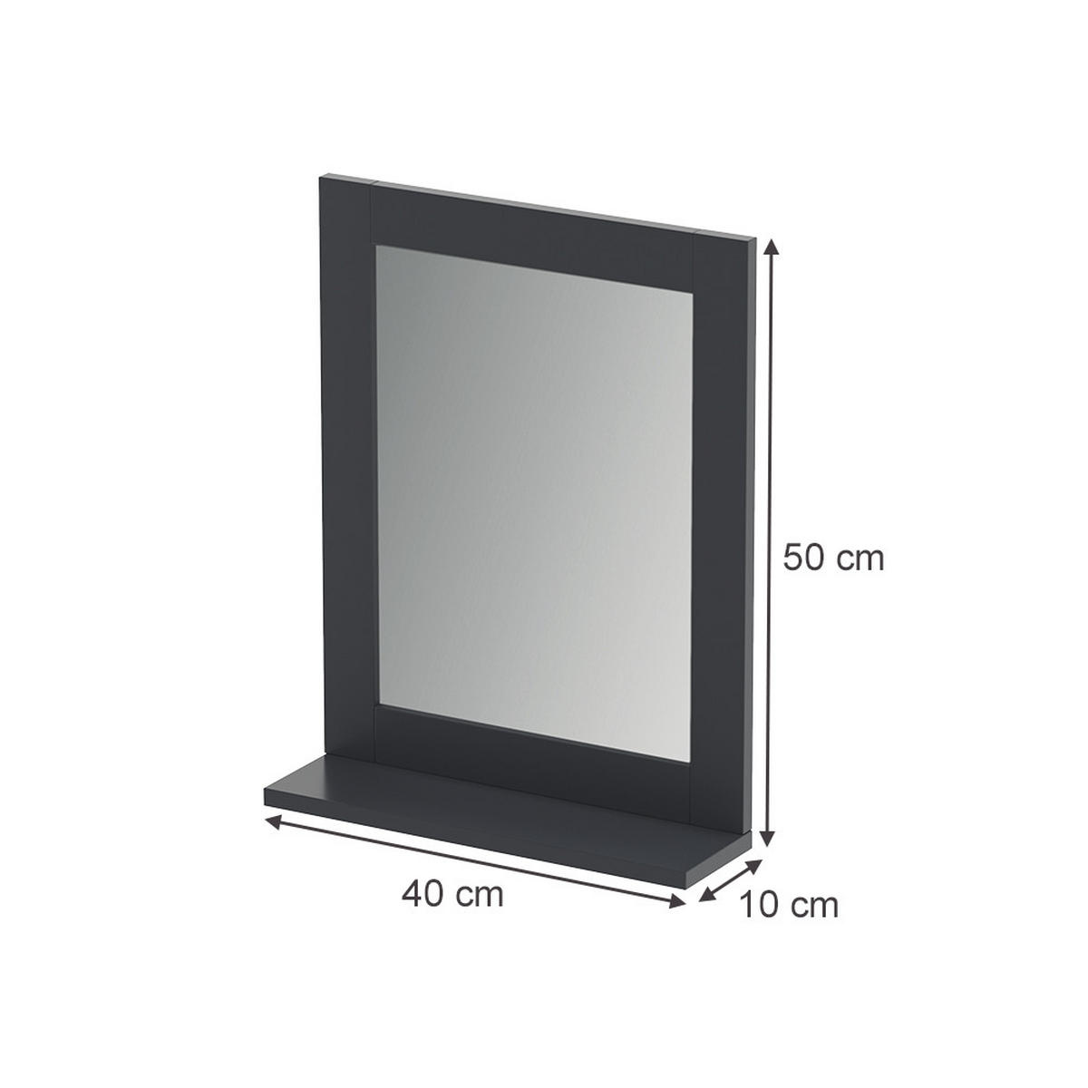 KOUPELNOVÉ ZRCADLO Vilda Šedá - šedá, kompozitní dřevo (40/50/10cm) - Vicco