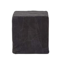 PATCHWORK-HOCKER Leder schwarz, Sitzwürfel 36/36/38 cm - Schwarz, Leder (36/38/36cm) - Homescapes