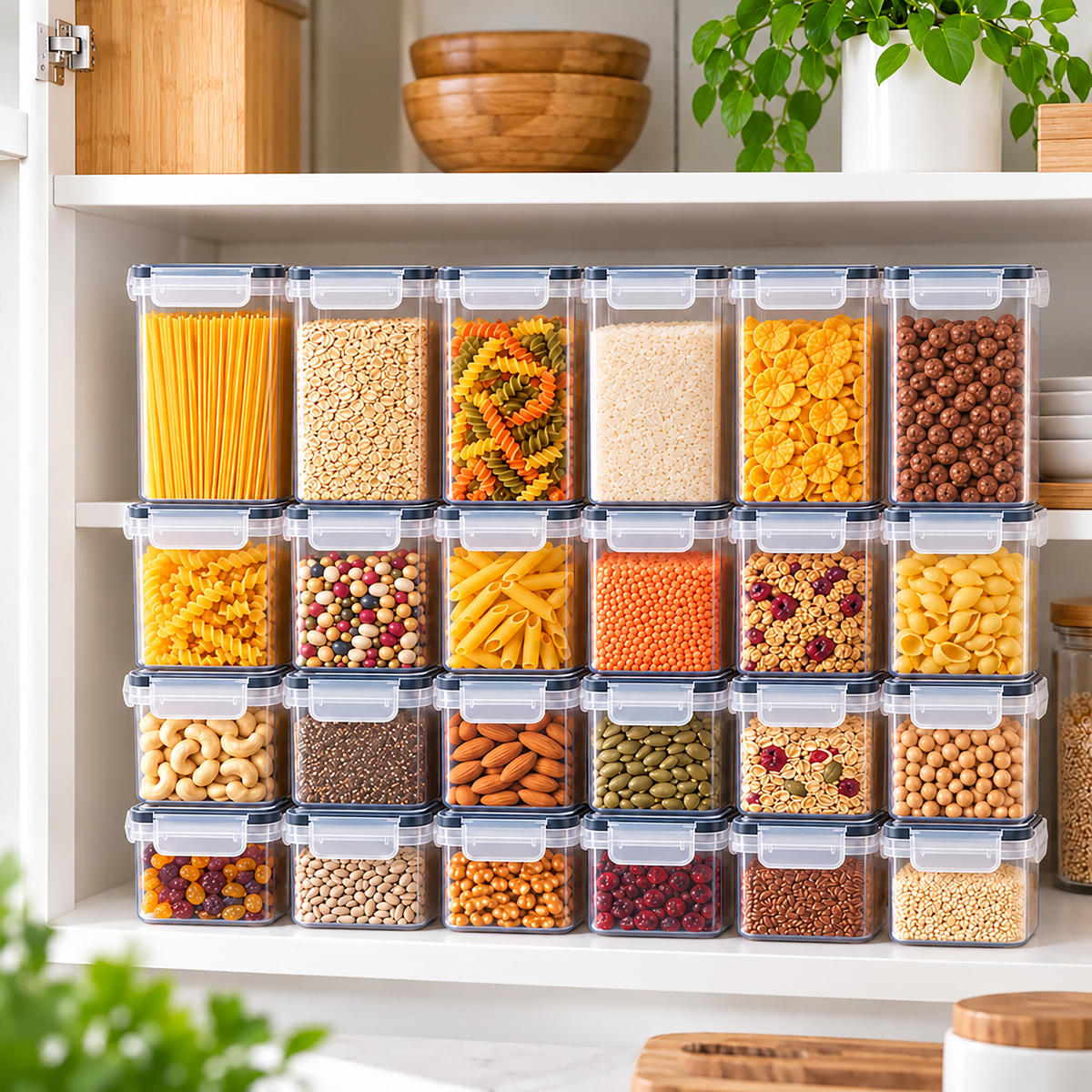 DÓZY Transparentní 24dílná-sada plast klikací uzávěr - čirá, plast - Relaxdays