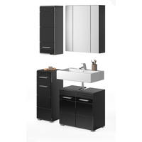 BADMÖBEL-SET schwarz Hochglanz 4-teilig 105 cm - Schwarz, Holzwerkstoff (105/182/34cm) - Inn.Furn