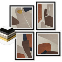 WANDBILDER 4er-Set - 50x50 cm & 40x60 cm Schwarzer Rahmen - Abstrakte moderne Formen - Schwarz, Kunststoff (50/50cm) - ArtPrintCave