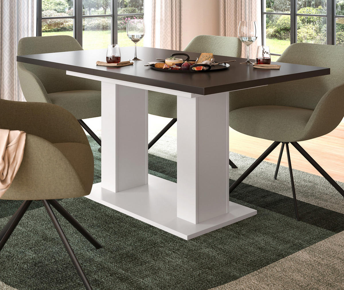 ESSTISCH weiß, grau, Küchentisch ausziehbar 150 - 190 cm - Weiß/Grau, Holzwerkstoff/Metall (150/90/76cm) - Inn.Furn