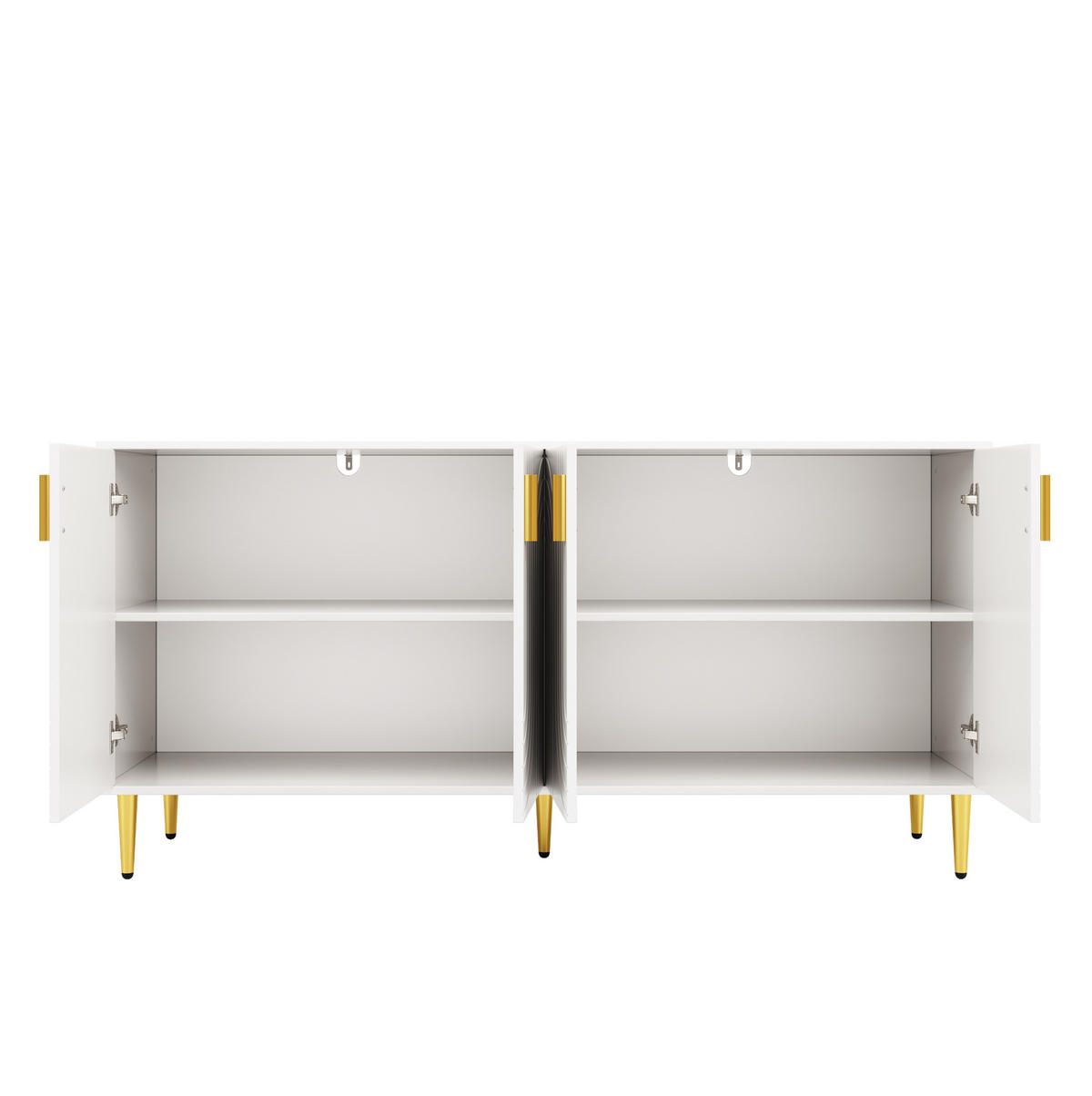 KOMODA, 152/40/75 cm, MDF biela, s 2 dvierkami a vlnitým dekorom - biela, kompozitné drevo (40/75/152cm) - BEAOK