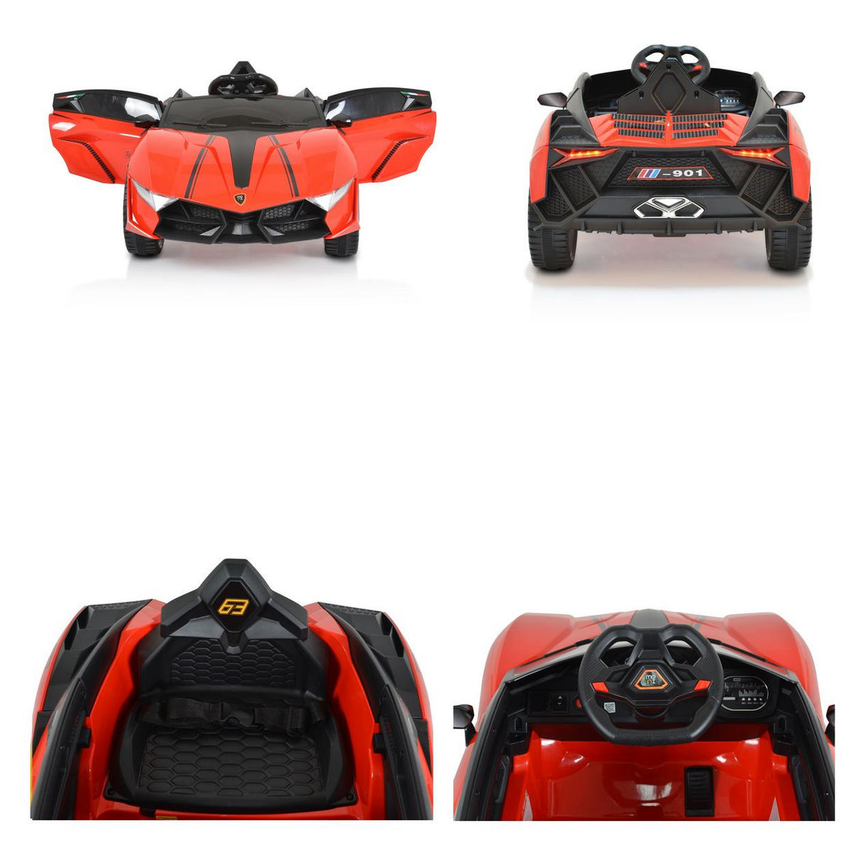 ELEKTROAUTO Cordoba MP3 rot Anschluss, Fernbedienung, Gurt, Bluetooth - Rot, Kunststoff (113/66/47cm) - Moni