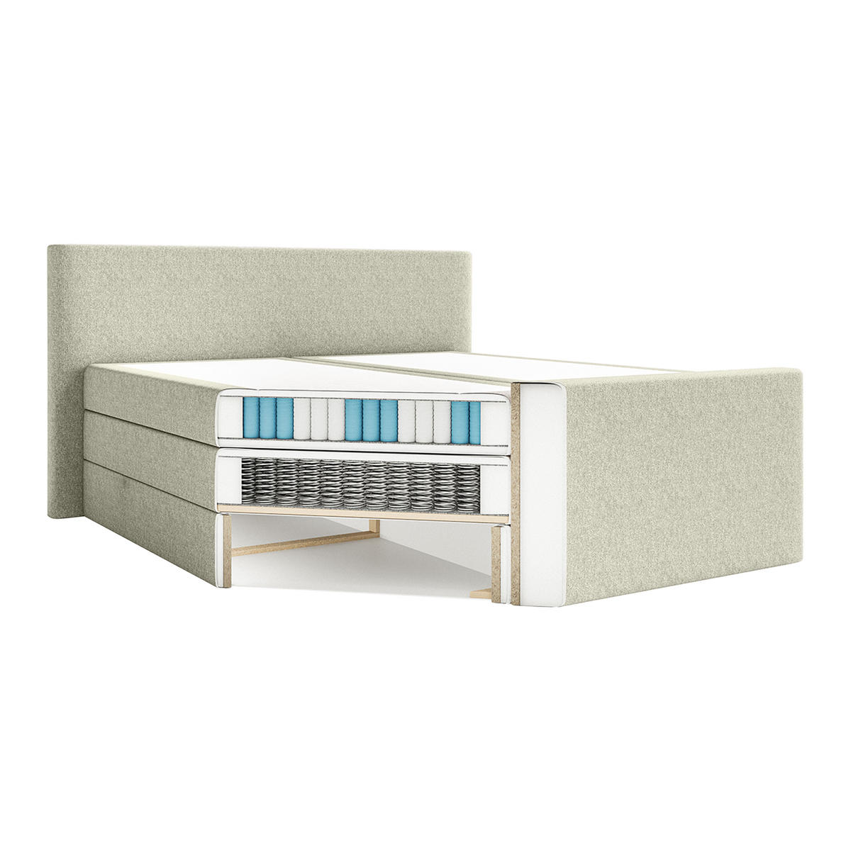 BOXSPRINGBETT VELIPOJA EASY CLEAN 160x200 cm, Creme - Creme, Textil (160/200cm) - Fedve
