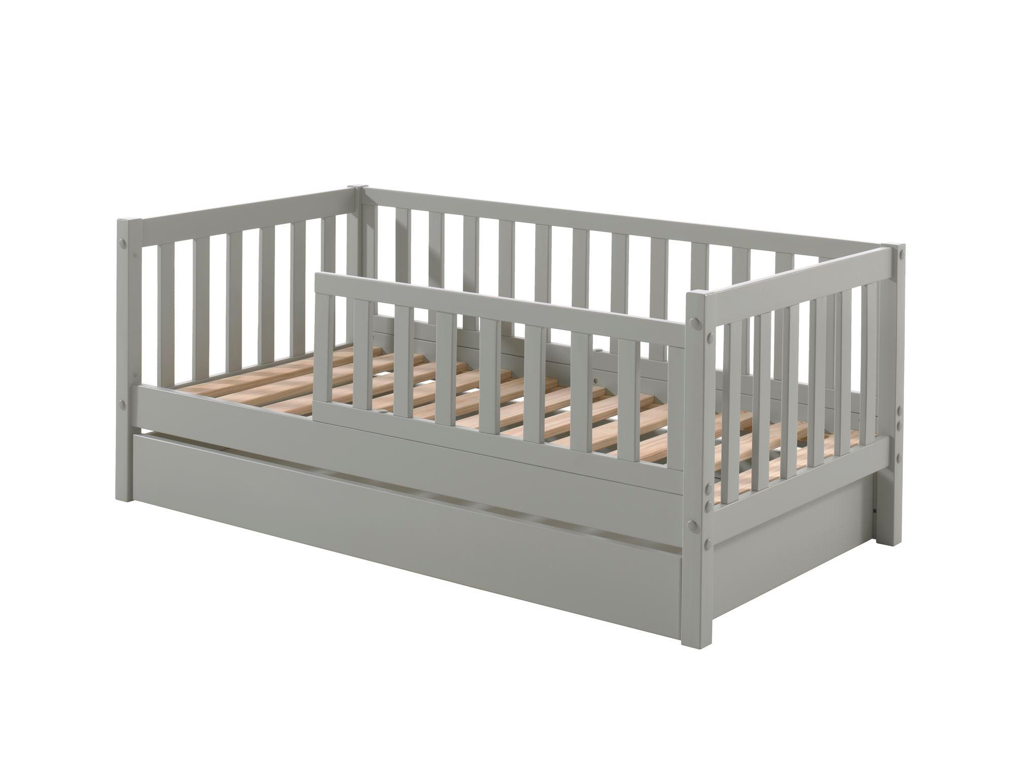 JUNIORBETT Karie 148x60x76 aus Massivholz+MDF in Grau - Grau, Holz (70/140cm) - 58aufmkessel