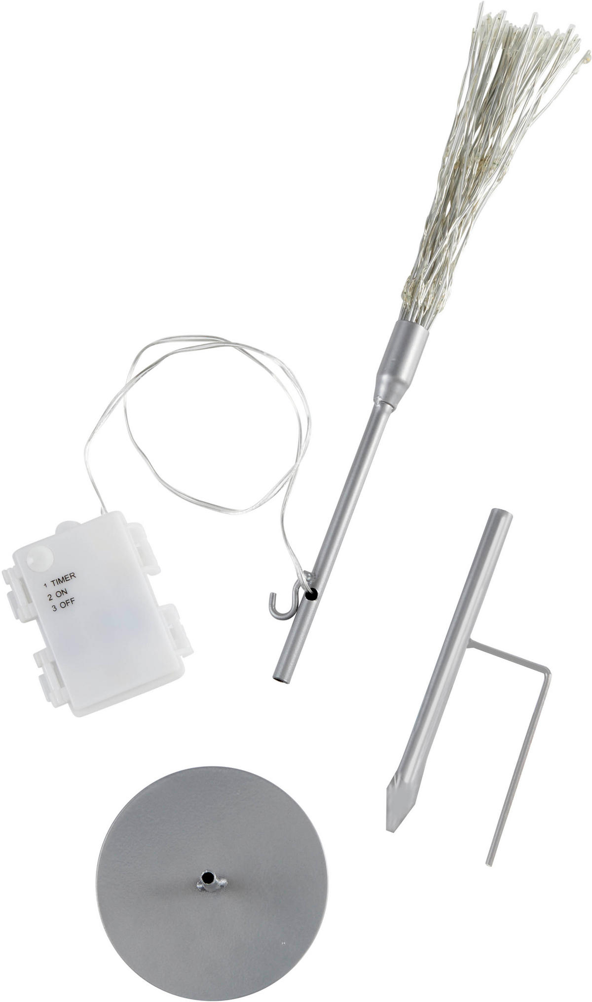 LED-EISKRISTALLLEUCHTE - 90 LEDs Ø50cm für Innen und Außen mit Timerfunktion in Silber, Batteriebetrieben - Silberfarben, Kunststoff (25/25/25cm) - Northpoint