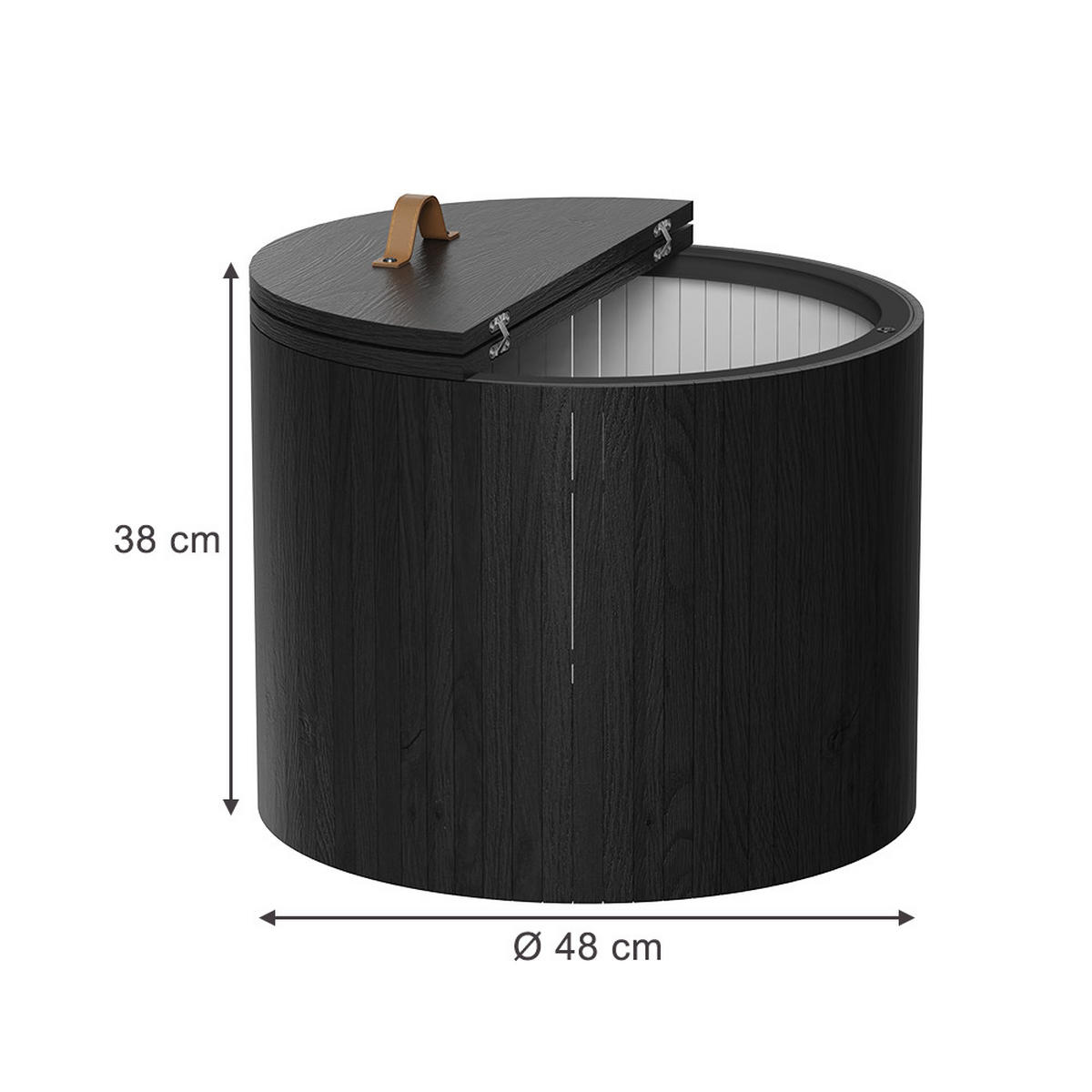 COUCHTISCH Tavilo Eiche/Schwarz 48 x 48 cm - Eichefarben/Schwarz, Holzwerkstoff (48/48/38cm) - Vicco