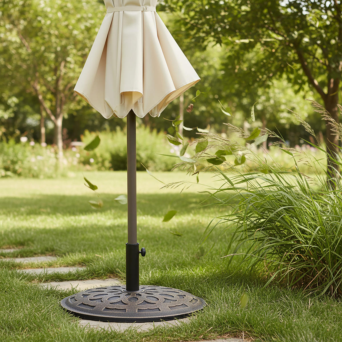 SCHIRMSTÄNDER - Schwarz, Kunststoff/Metall (49/49cm) - Relaxdays