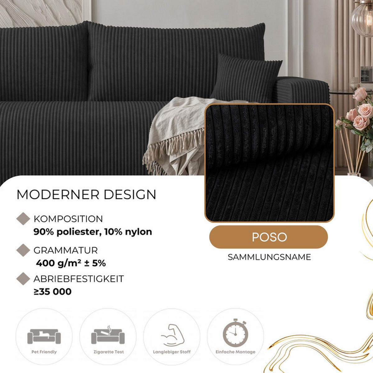 SCHLAFSOFA PIANO mit Bettkasten, Anthrazit - Anthrazit, Textil (246/79/93cm) - Idohome