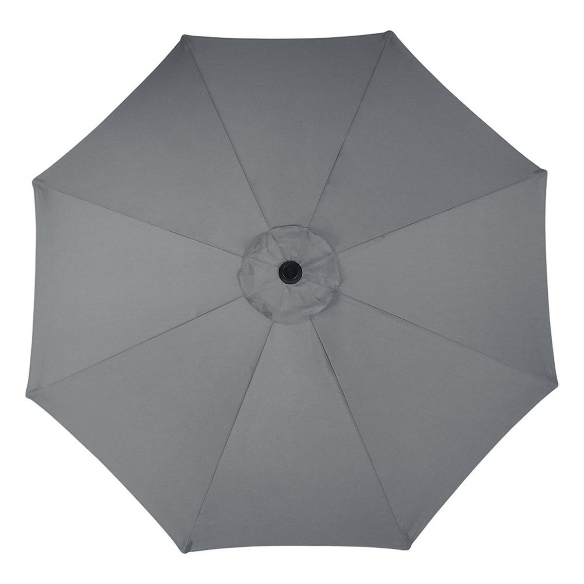 SONNENSCHIRM aus Polyester Metall in Dunkelgrau mit Resin-Sockel drehbar 360° neigbar 60° 3 x 2.4m Ø49 × 32 cm - Grau, Metall (300/240cm) - Livingandhome