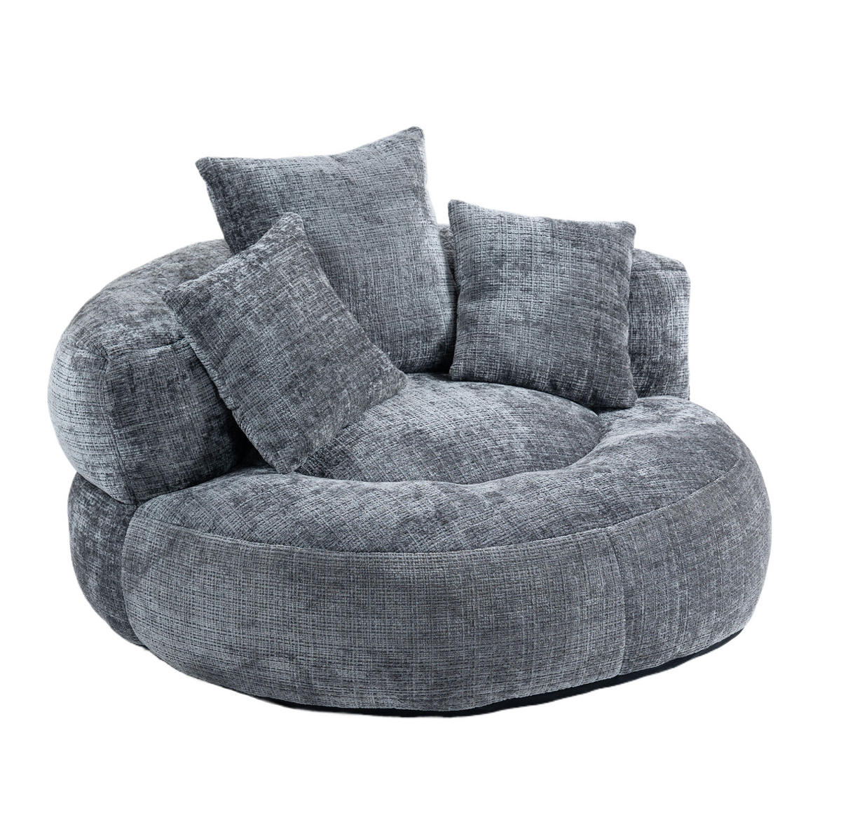 SITZSACK-SESSEL aus Chenille 108x108x52 cm Grau mit Armlehnen und hoher Rückenlehne, weich und komfortabel - Grau, Textil (108/52/108cm) - Modfu