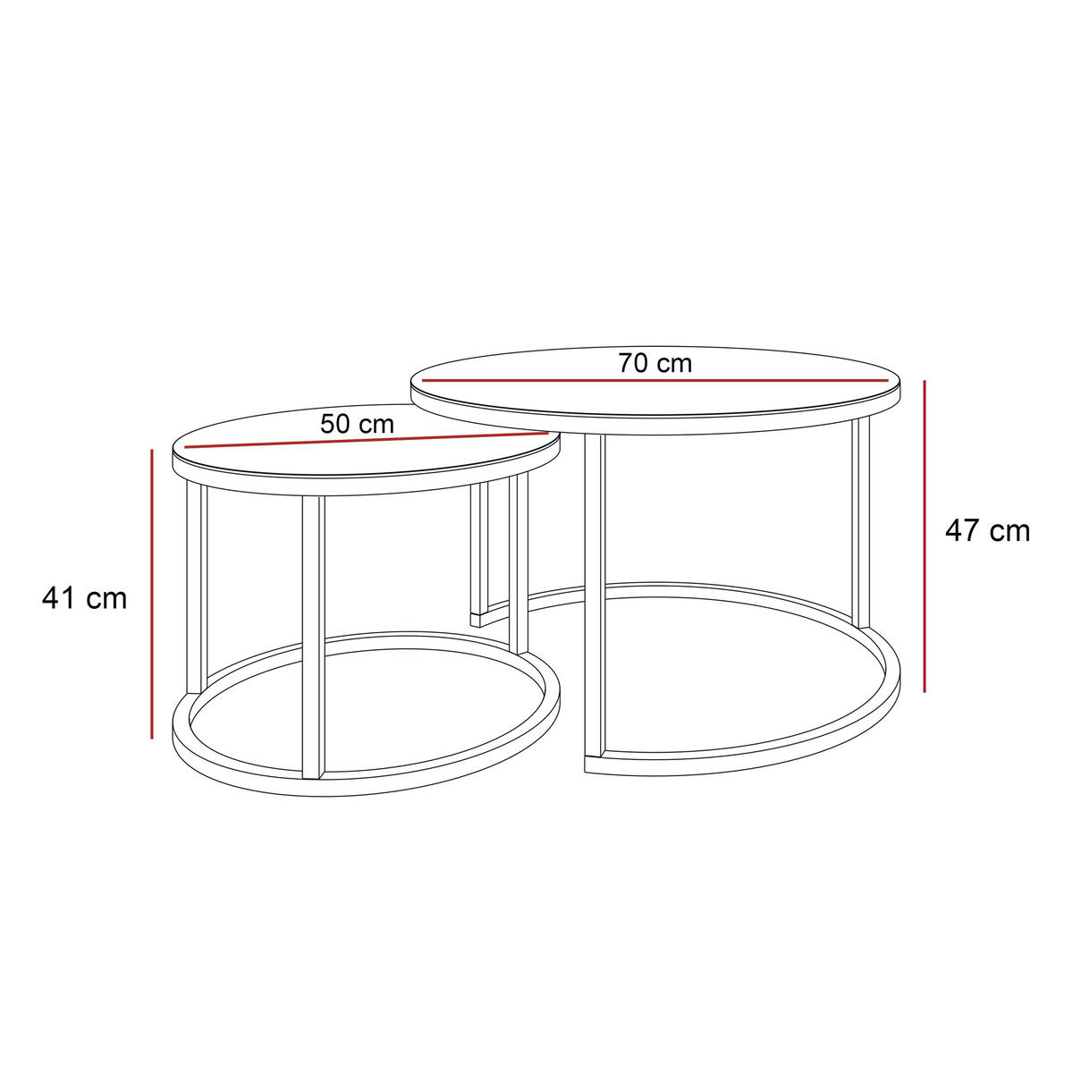 COUCHTISCH 2-in-1 CIRI GLASS mit schwarzer und weißer Struktur - Weiß, Holzwerkstoff (70/70/47cm) - Lookway
