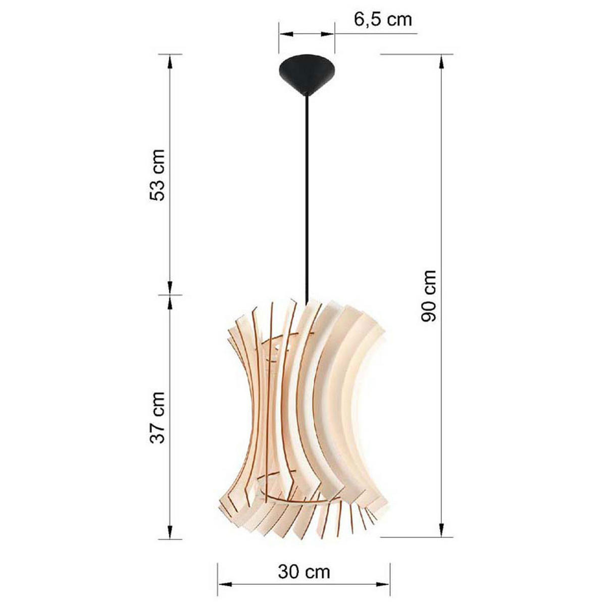 HÄNGELEUCHTE Holz natur schwarz - Braun, Holz (30/30/107cm)