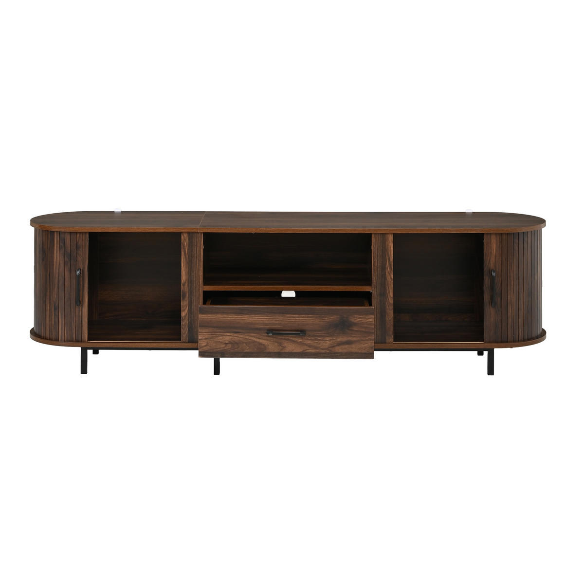 TV-SCHRANK 180/40/45 cm Walnuss mit 1 Schublade und 2 Schiebetüren - Nussbaumfarben, Holzwerkstoff/Metall (180/45/40cm) - Oxeza