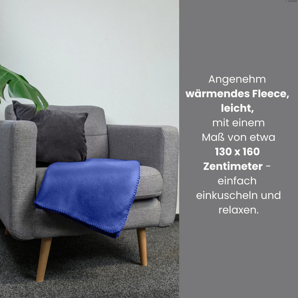 FLEECEDECKE 2er Set dunkelblau 130/160 cm Kettelrand Anti-Pilling - Dunkelblau, Textil (130/160cm) - wometo
