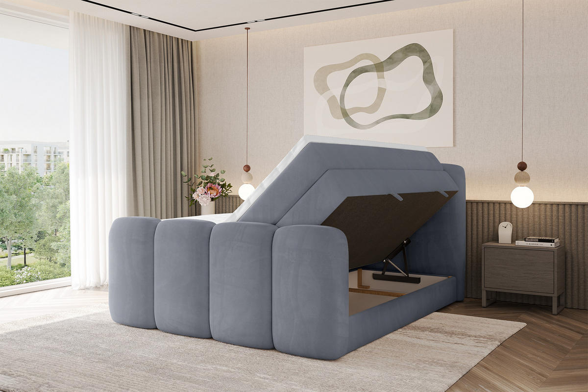 BOXBETT mit Matratze H3|H4 - NINA-Z KING - 160x200 cm - Grau - Anthrazit, Holzwerkstoff (160/200cm) - ALTDECOR
