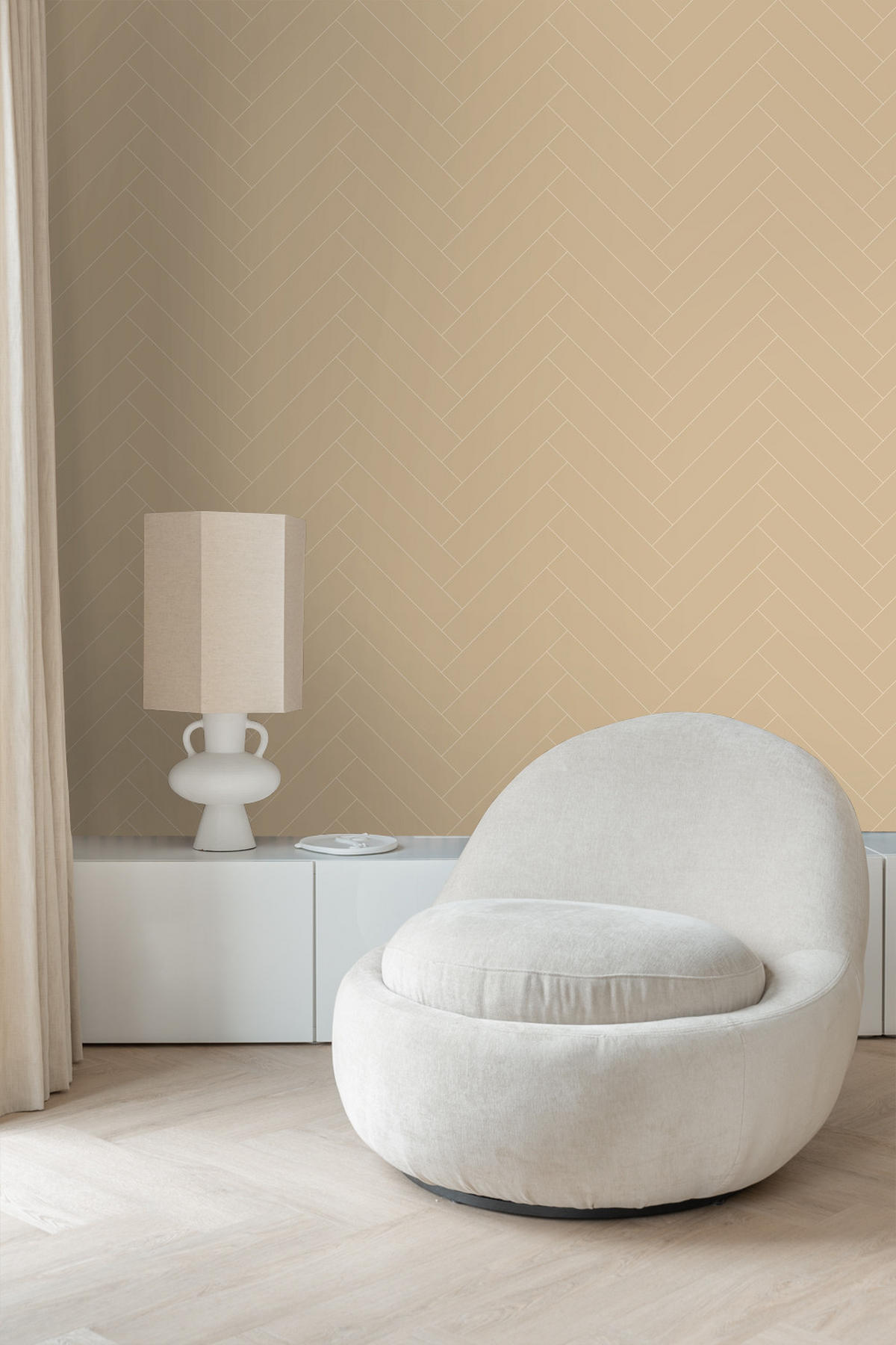 TAPETE Fischgrätmuster 50 x 900 cm - Beige, Papier (50/900cm) - ESTAhome