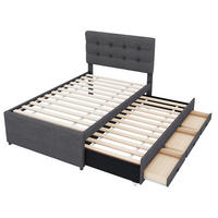 POLSTERBETT 90/200 cm DE-04568, mit 3 Schubladen und ausziehbarem Rollbett in Grau - Grau, Holzwerkstoff (90/200cm) - ComfortXL