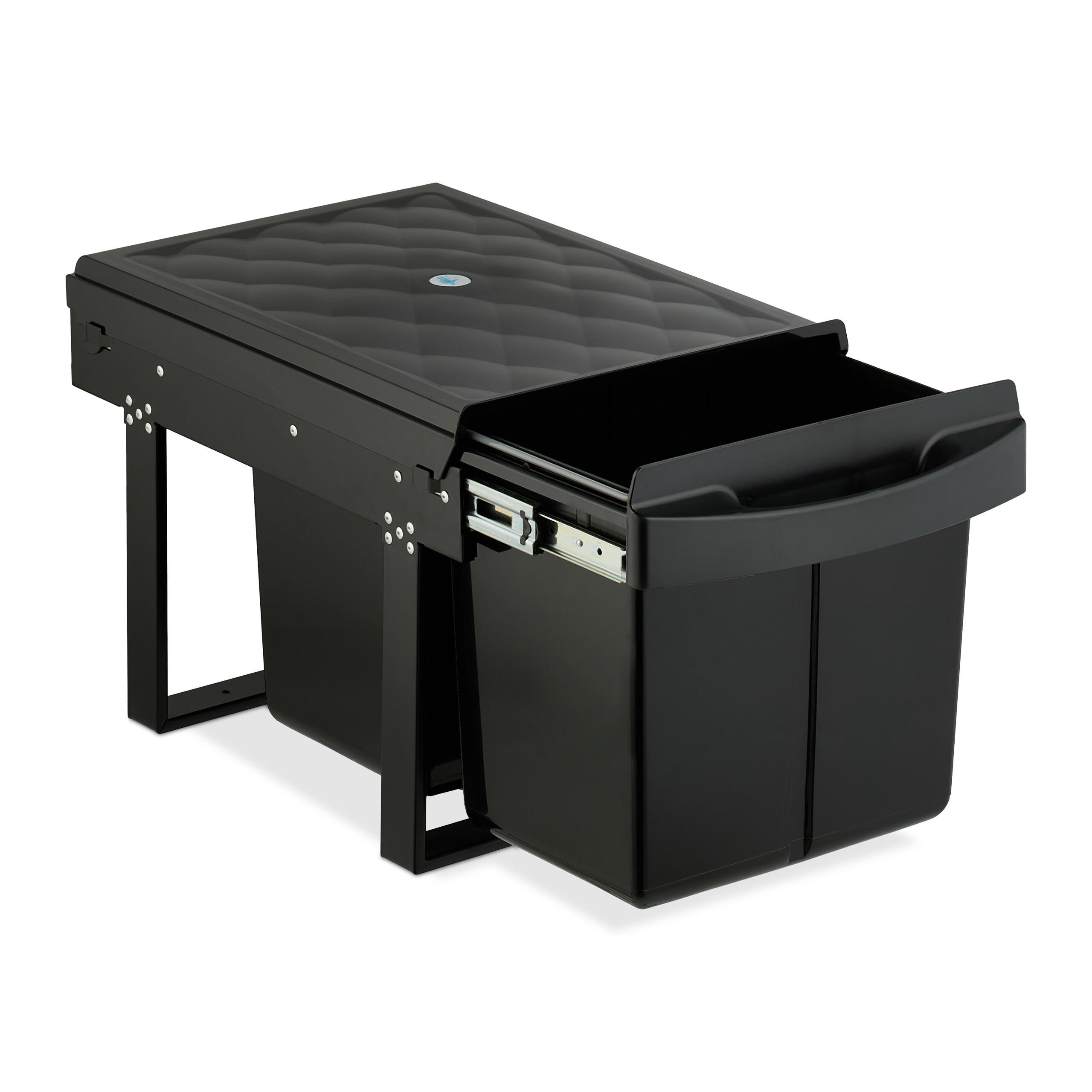 EINBAUMÜLLEIMER - Schwarz, Kunststoff/Metall (34/34.6/51.8cm) - Relaxdays