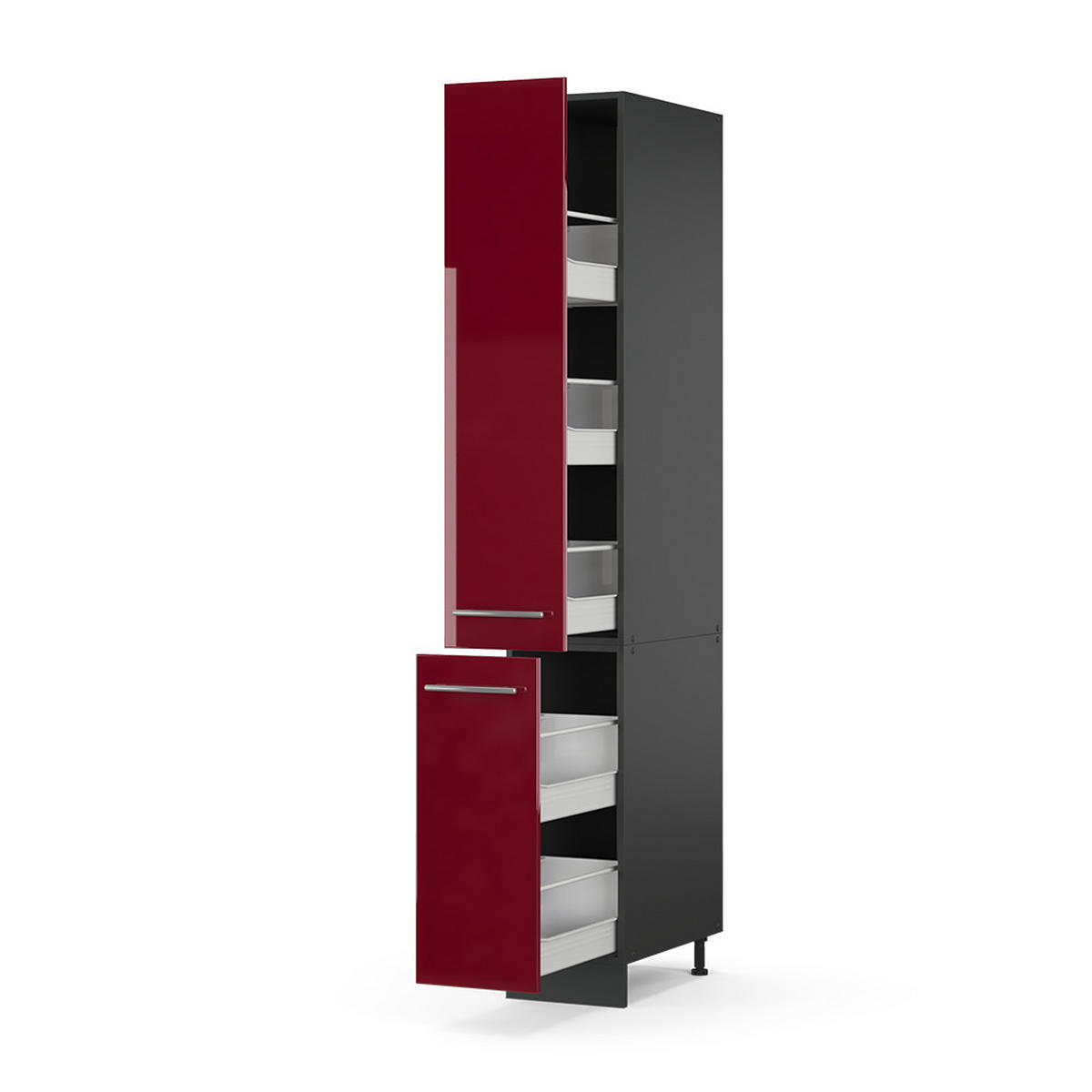 APOTHEKERSCHRANK Fame-Line Bordeaux Hochglanz 30 cm - Bordeaux/Anthrazit, Holzwerkstoff (30/207/58cm) - Vicco