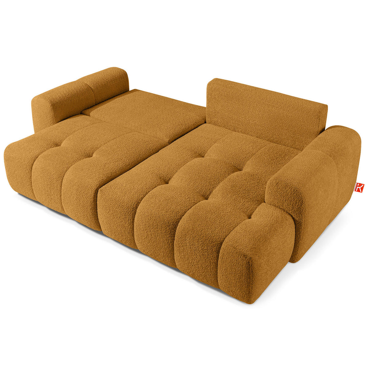 ECKSOFA RECHTS RAVIA, Bouclé, Honigfarbe - Honig, Holz/Textil (256/104cm) - KONSIMO®