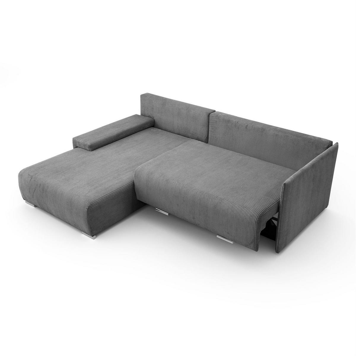 ECKSOFA LAVIO L mit Schlaffunktion und Bettzeugkasten Linke - Grau, Textil (246/188cm) - Lookway