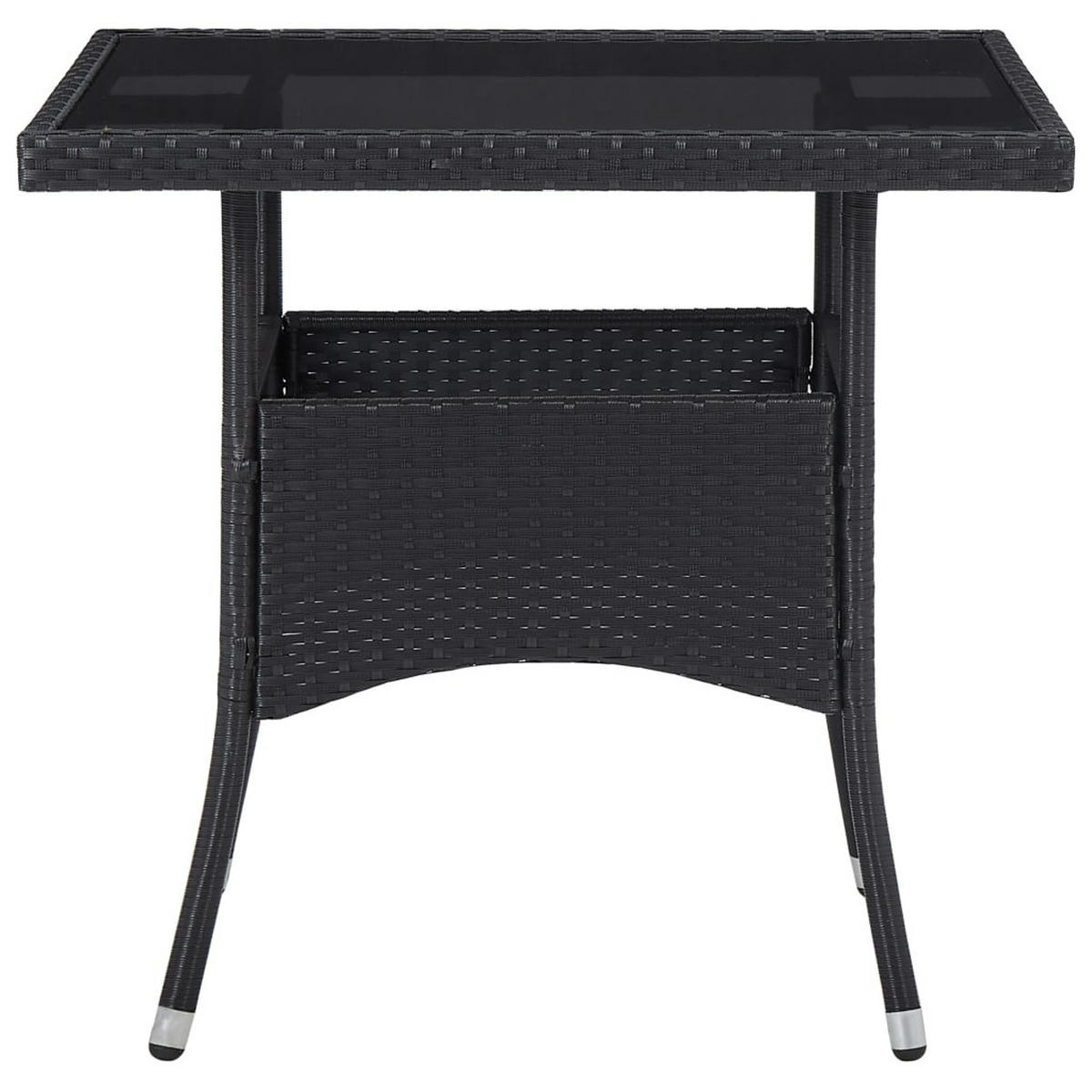 GARTEN-ESSTISCH Schwarz Poly Rattan Und Glas - Schwarz, Kunststoff (80/80/75cm) - vidaXL
