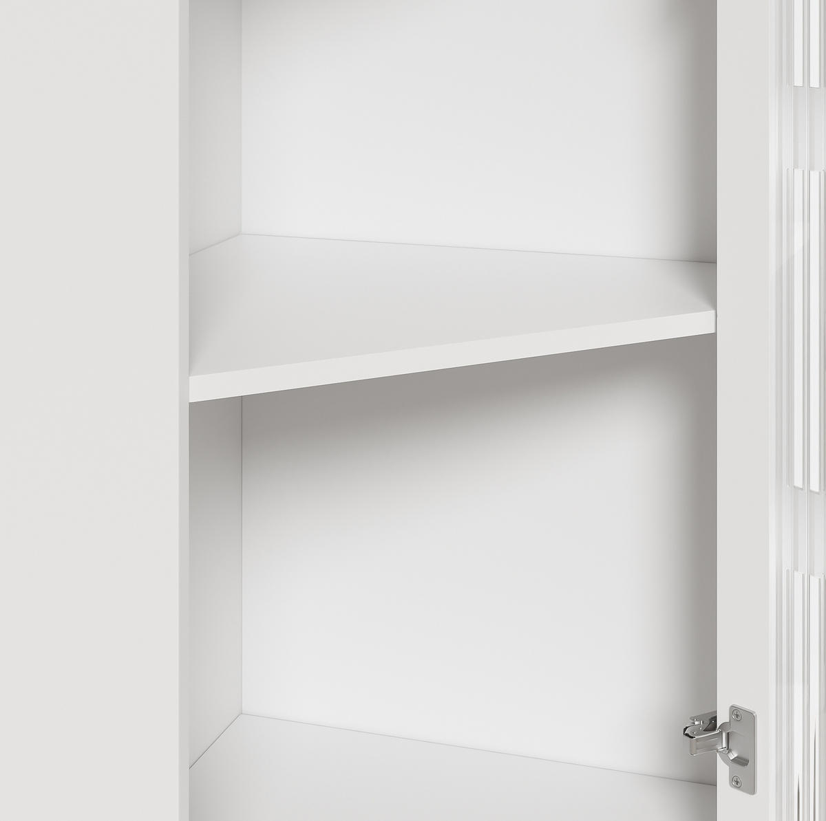 LED-ECKSCHRANK 63.5x16.5x124 cm Weiß aus Spritzglas mit App-LED & 2-in-1 Stauraum - Weiß, Holzwerkstoff (63.5/124/16.5cm) - Modfu