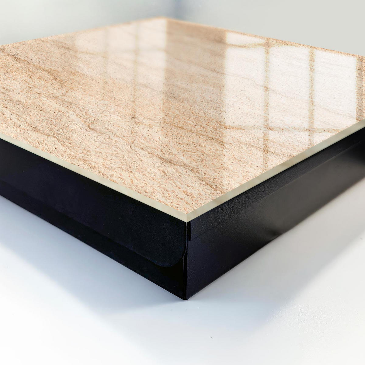 SCHLÜSSELBOX Schwarz 30x30 cm- Türöffnung nach rechts - Steintextur - Beige, Metall (30/30/5cm) - TULUP