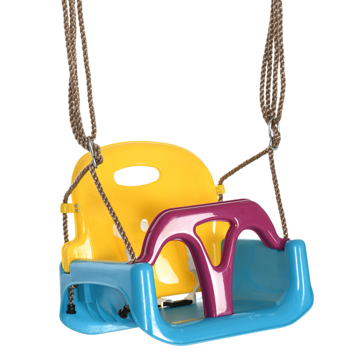 3-IN-1 Babyschaukel, Kinderschaukel mit verstellbarem Seil, Schaukelsitz, Blau - Multicolor, Kunststoff (33/42cm) - Outsunny